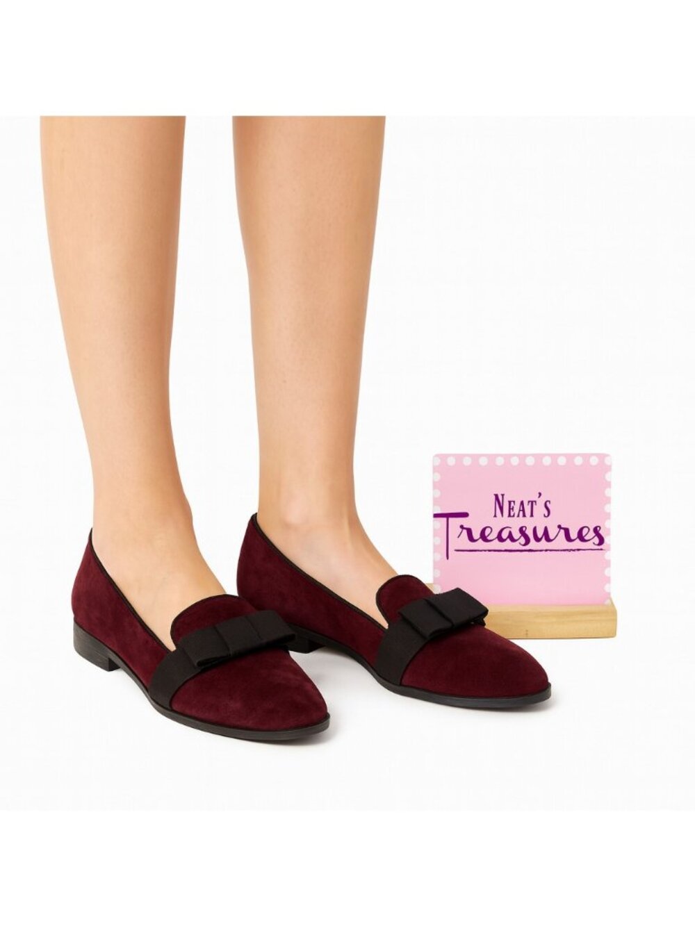 Bandolino Womens BOLADELIA2 Black Bow Accent Wine Slip On Flats Shoes Sz 6 M